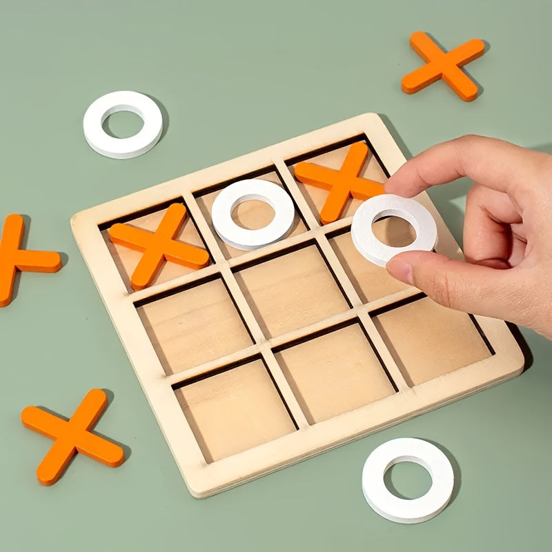 Small Wooden Tic-Tac-Toe & Chess Set - Fun Game for Kids, Great Birthday Present for Boys & Girls, Perfect for Party Gifts & Holiday Treats