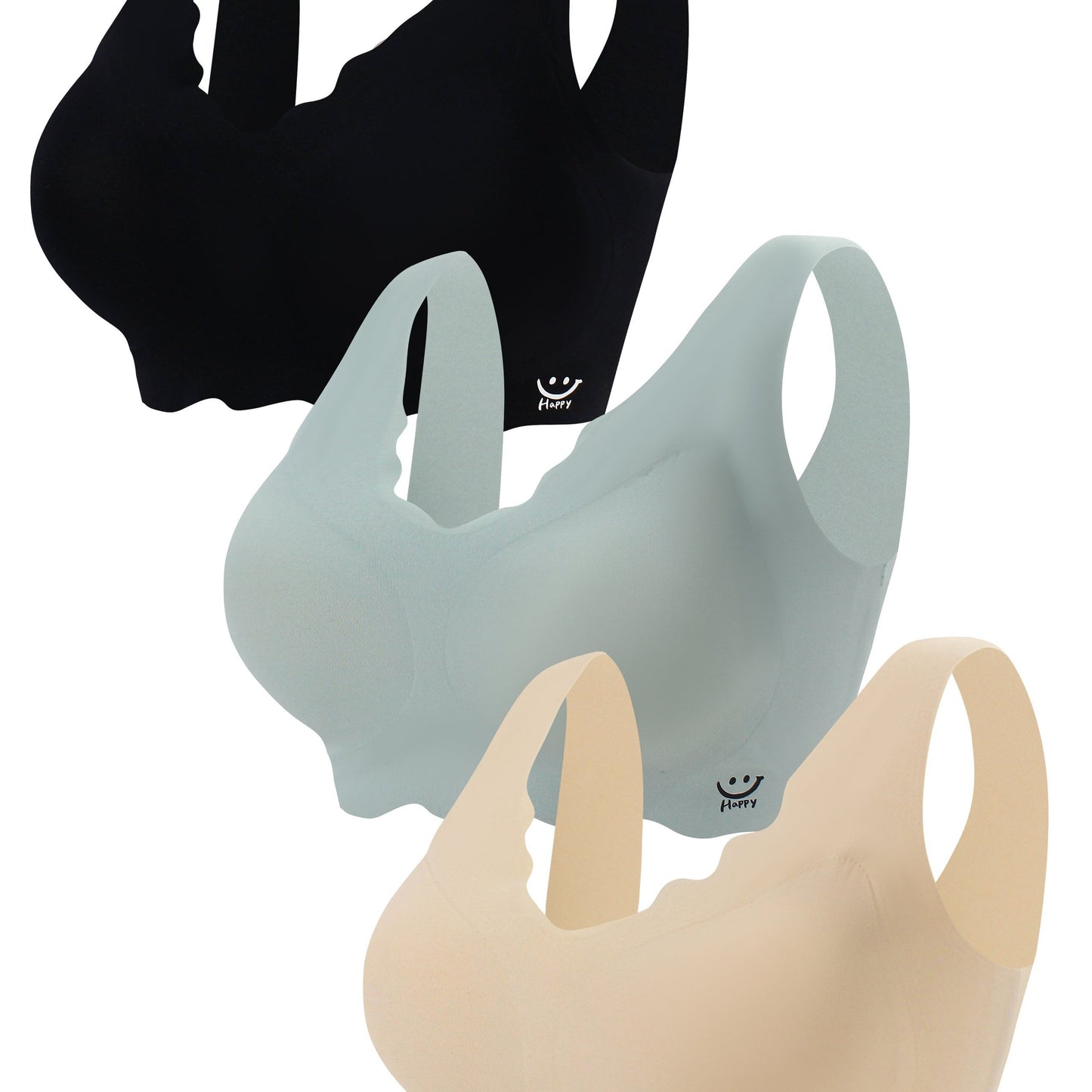 3 seamless wireless bras, comfortable and breathable, for full coverage lingerie and underwear for women.