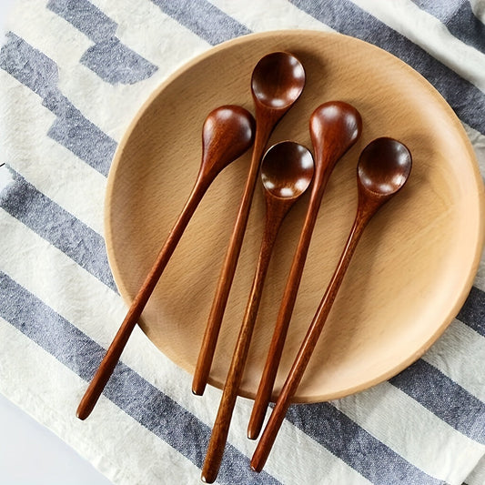 Set of 1 Handcrafted Wooden Coffee Stirring Spoons with Long Handle - Ideal for Mixing and Tea, Perfect Addition to Kitchen Flatware Collection, Made from Natural Wood Material