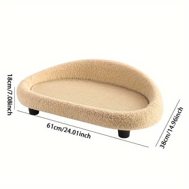 Cat Sofa Bed with Scratching Pad, Assembled Faux Hemp Scratcher, Durable Resting Area for Cats.