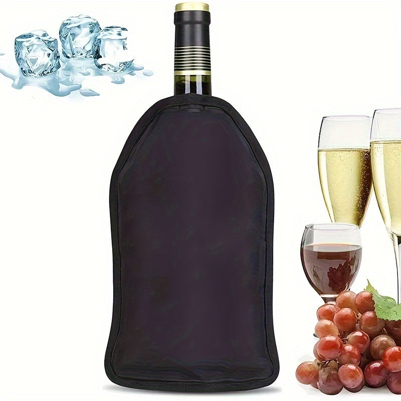 Flexible nylon wine cooler sleeve - portable ice bag for 750mL bottles - no electricity required - perfect for picnics, bars, and champagne chilling.