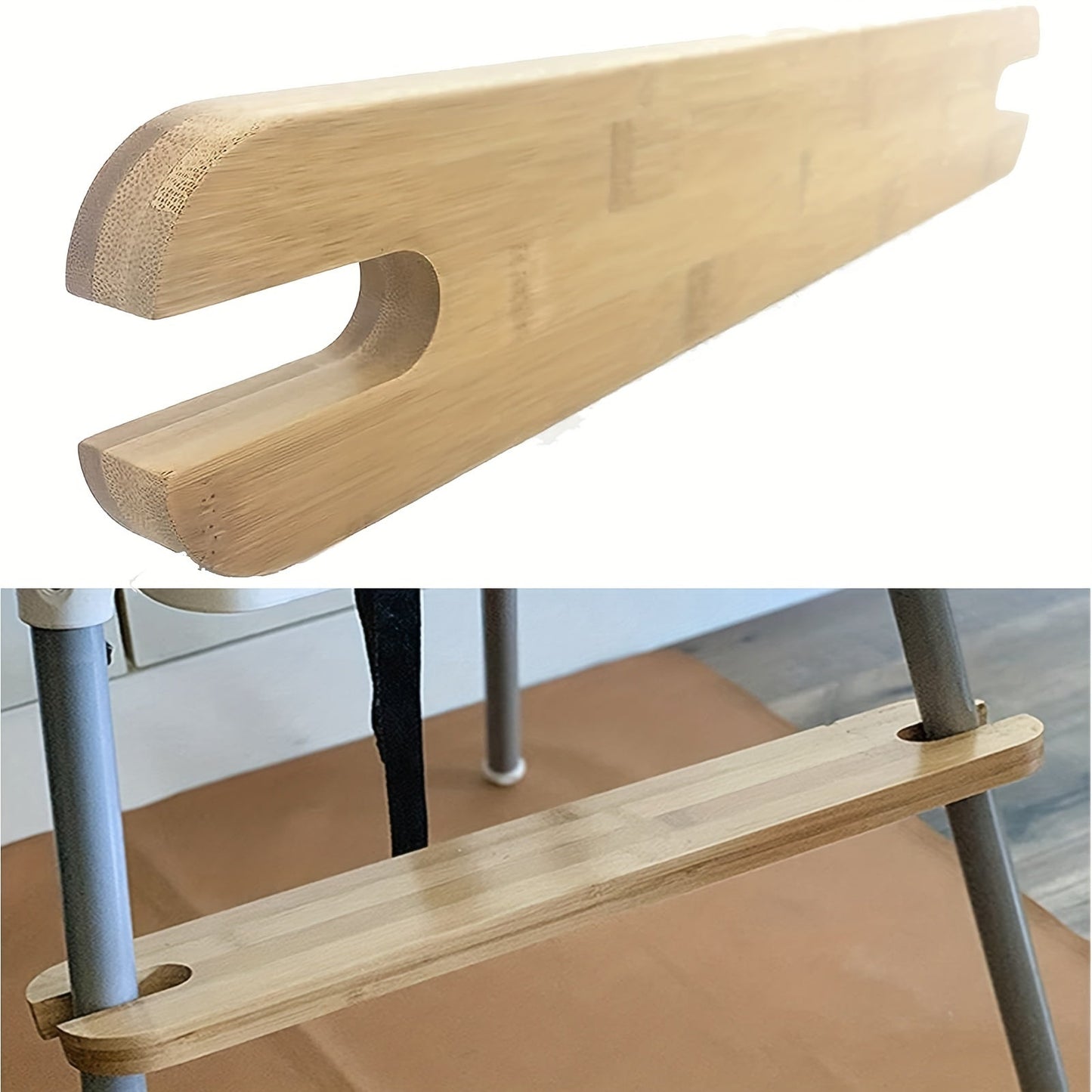 Adjustable Height Footrest for High Chairs made of Natural Bamboo, Perfect for Antilop High Chair Footstool.