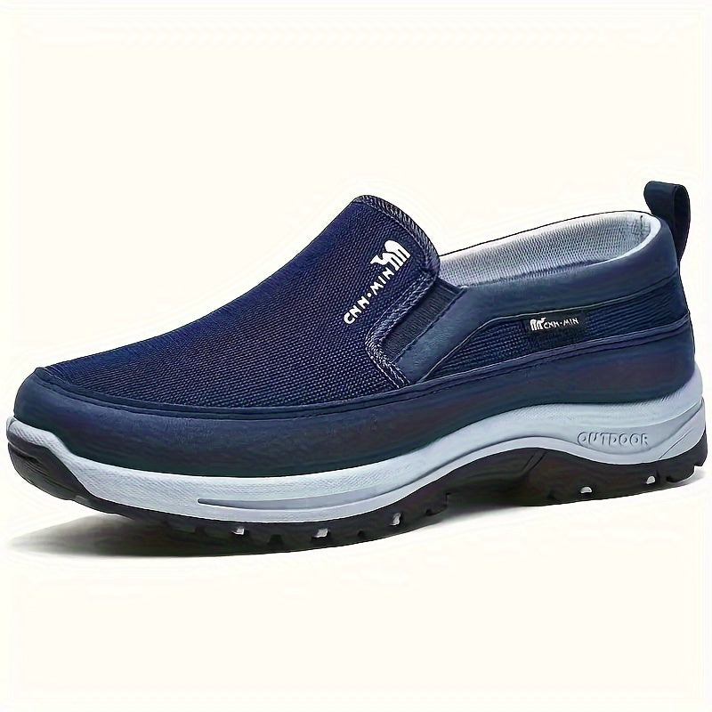 Comfortable men's slip-on sneakers with soft sole, breathable fabric, and stylish design for everyday wear.