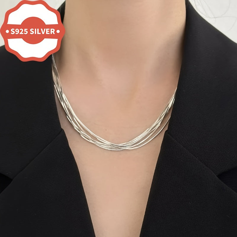 925 Sterling Silver Layered Pendant Necklace with Hip Hop Style, featuring a hypoallergenic multi-strand chain. This versatile piece is perfect for daily wear or for special occasions like Mardi Gras Day. It comes in a gift box with anti-oxidation