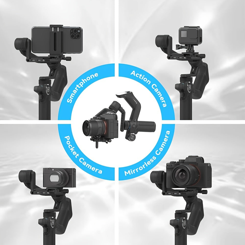 FeiyuTech Scorp Mini: Stabilizer for Mirrorless Cameras, Compact Cameras, Action Cameras, Gopro, iPhone 15 Pro, with Touch Screen, 1.18KG Payload.