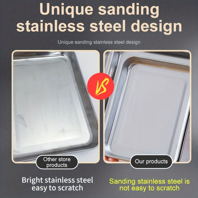 Stainless Steel Baking Sheet Set with Cooling Rack - Ideal for Grilling Meat and Chicken - Available in 3 Sizes