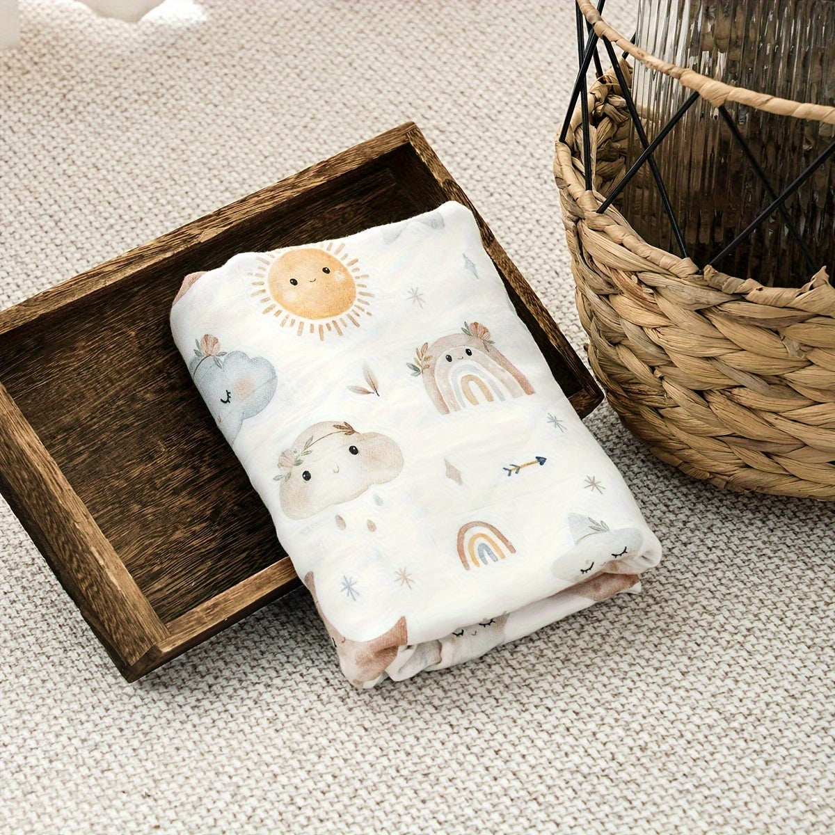 Soft bamboo muslin swaddle blankets designed for babies aged 0-3 years. Can also be used as a soft receiving bath towel. Hand wash with care to preserve the digital print gauze design. A must-have newborn essential.