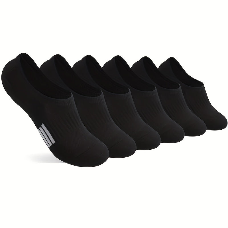 6 pairs of men's white and black no show socks perfect for spring and summer activities. Comfortable, breathable, sweat resistant, and anti-odor.