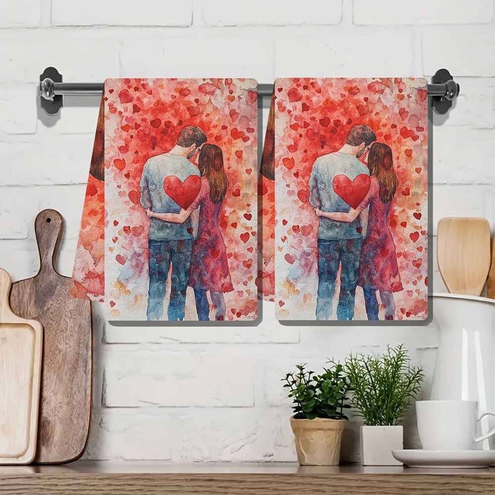 Set of 2 Ultra Soft Kitchen Towels, Perfect for Valentine's Day, Highly Absorbent Dish and Hand Towels for Holiday Decoration, Easy to Clean in the Washing Machine, 16x24 Inch, Model Number 2KYSYS1217591.