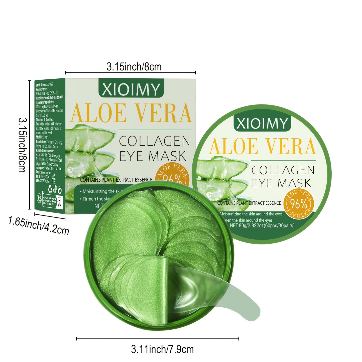 60pcs Aloe Vera and Collagen Eye Masks for Moisturizing and Firming skin, enhancing radiance and elasticity. Say goodbye to dryness and dullness with this Eye Care Skin Care treatment.