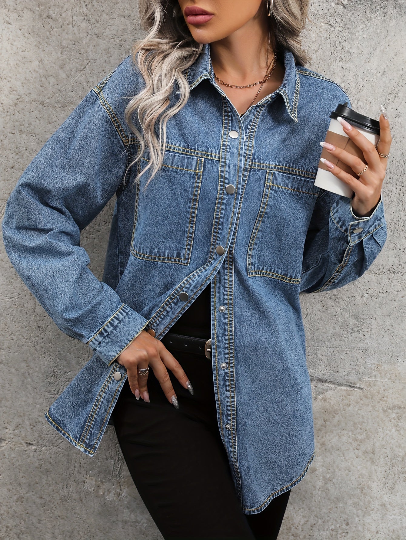 Women's denim shirt fashion top