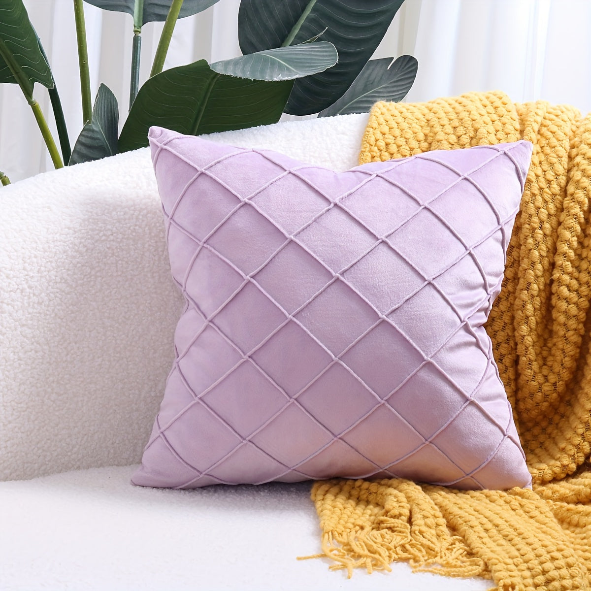 Modern Argyle Throw Pillow Case made of polyester velvet for soft, comfortable home, office, living room, and sofa décor (Pillow core not included).