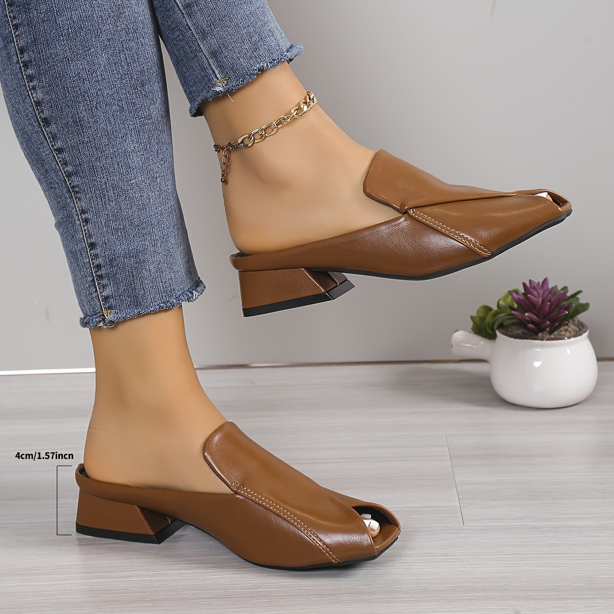 Women's solid color slip on sandals with block heels for walking comfort, perfect for King's Day.