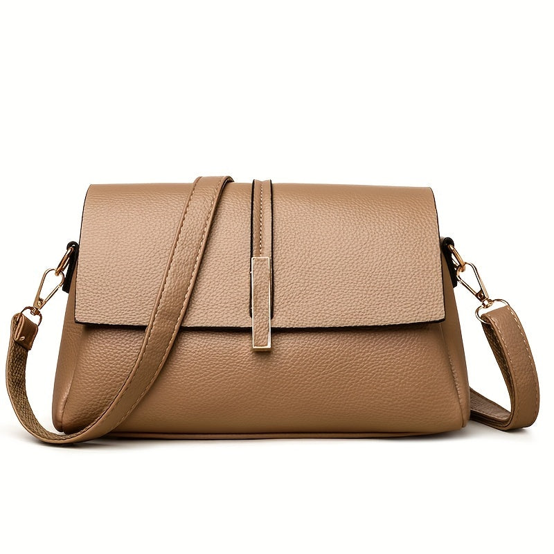 2024 Women's versatile genuine evening bag with high-end stylish shoulder crossbody design featuring three layers and large capacity square bag.