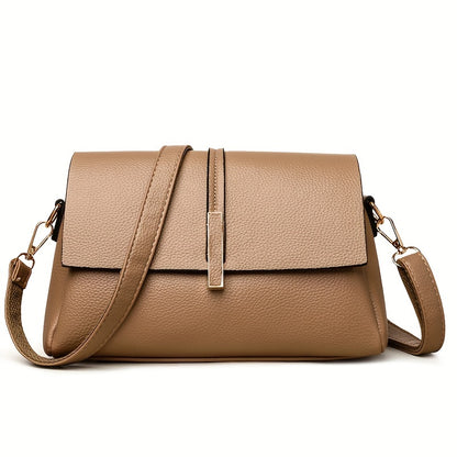 2024 Women's versatile genuine evening bag with high-end stylish shoulder crossbody design featuring three layers and large capacity square bag.