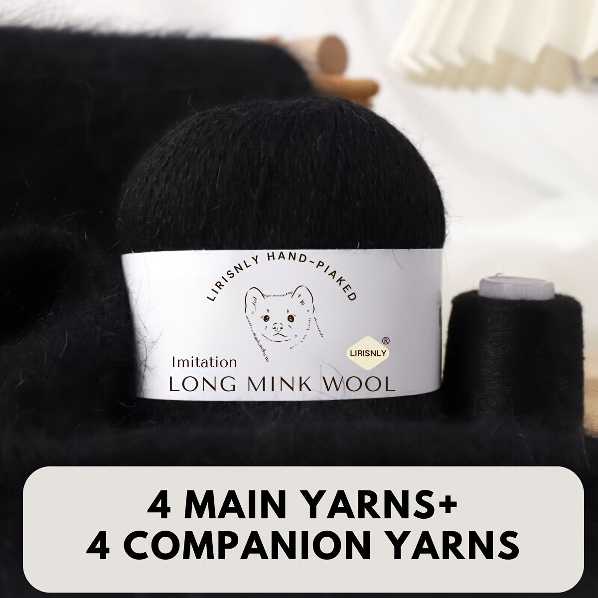 4pcs of faux mink wool and long wool totalling 280g, with 50g faux mink wool and 20g companion thread each. Skin-friendly and warm, suitable for knitting scarves, sweaters, hats, etc.