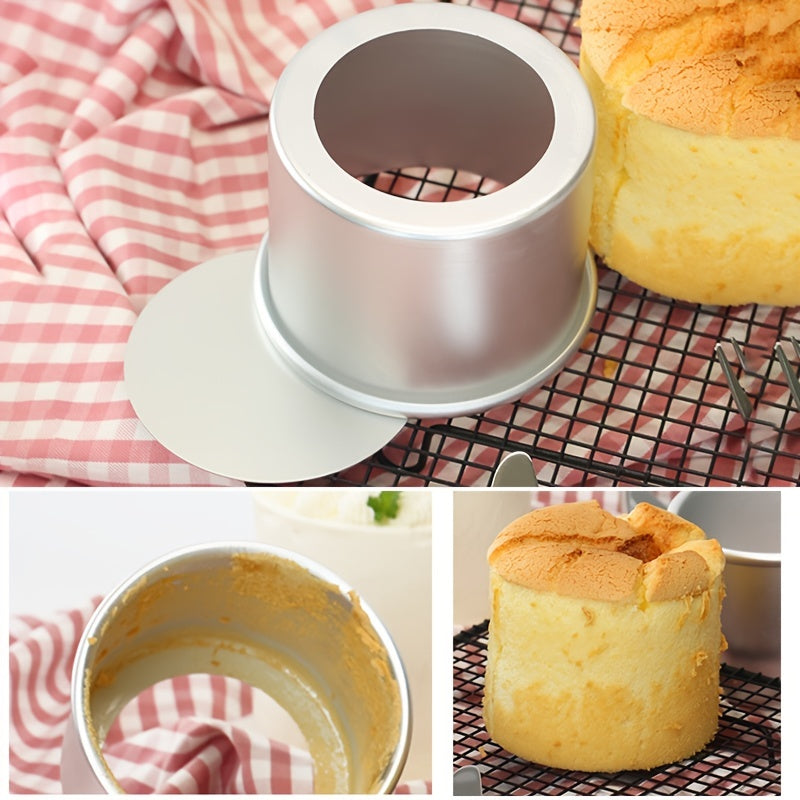 A tiny 2-inch mini aluminum golden round cake mold with removable bottom and thickened anodized base for baking DIY cakes.