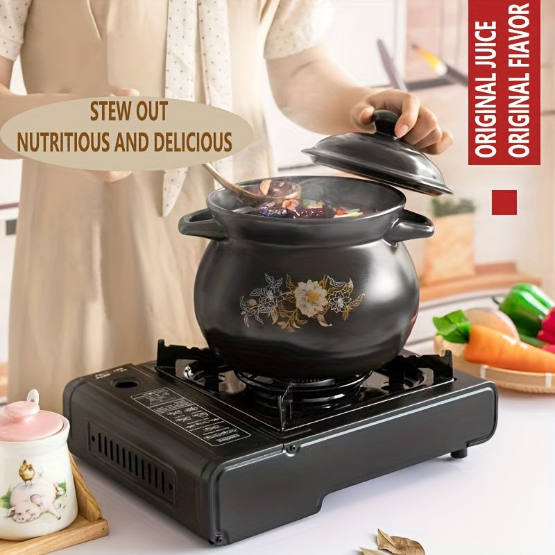 High Quality Ceramic Stew Pot - Gas Stove Safe - Perfect for Stews, Porridges, and Soups - Durable, Non-Stick, Easy to Clean - Your Kitchen's Best Companion