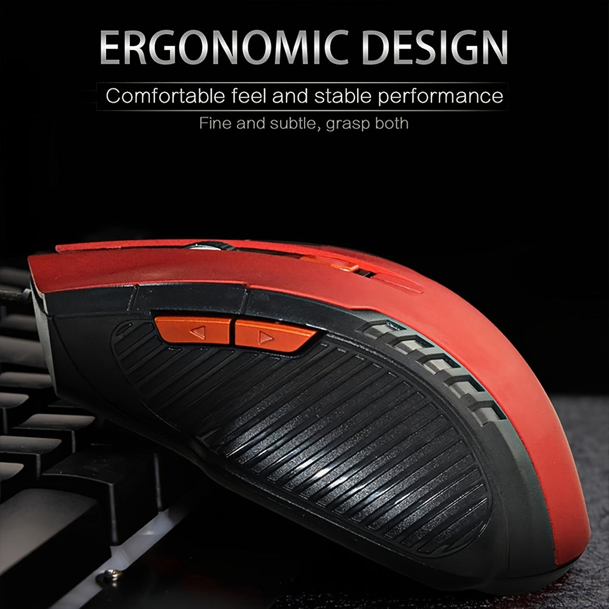 2.4G Wireless Gaming Mouse with ergonomic design, comfort grip, 10m range, adjustable DPI, stylish appearance, suitable for desktop and laptop use, made of plastic material.