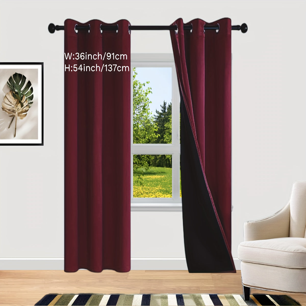 2 Sets of Bedroom Curtains with Coated Insulation and Simple Grommet Design for 100% Blackout