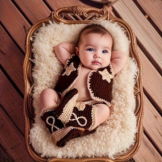 Handmade Woolen Yarn Cowboy Photo Prop for Newborn Babies - Perfectly Adorable Costume