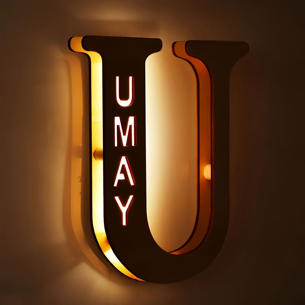 Customize Initial Letter Wall Sconce with Personalized Engraved Name Night Light, Long-Lasting LED, USB Powered, Premium Finish, Perfect Bedroom Decor, Great Holiday, Wedding, Birthday Gift Option