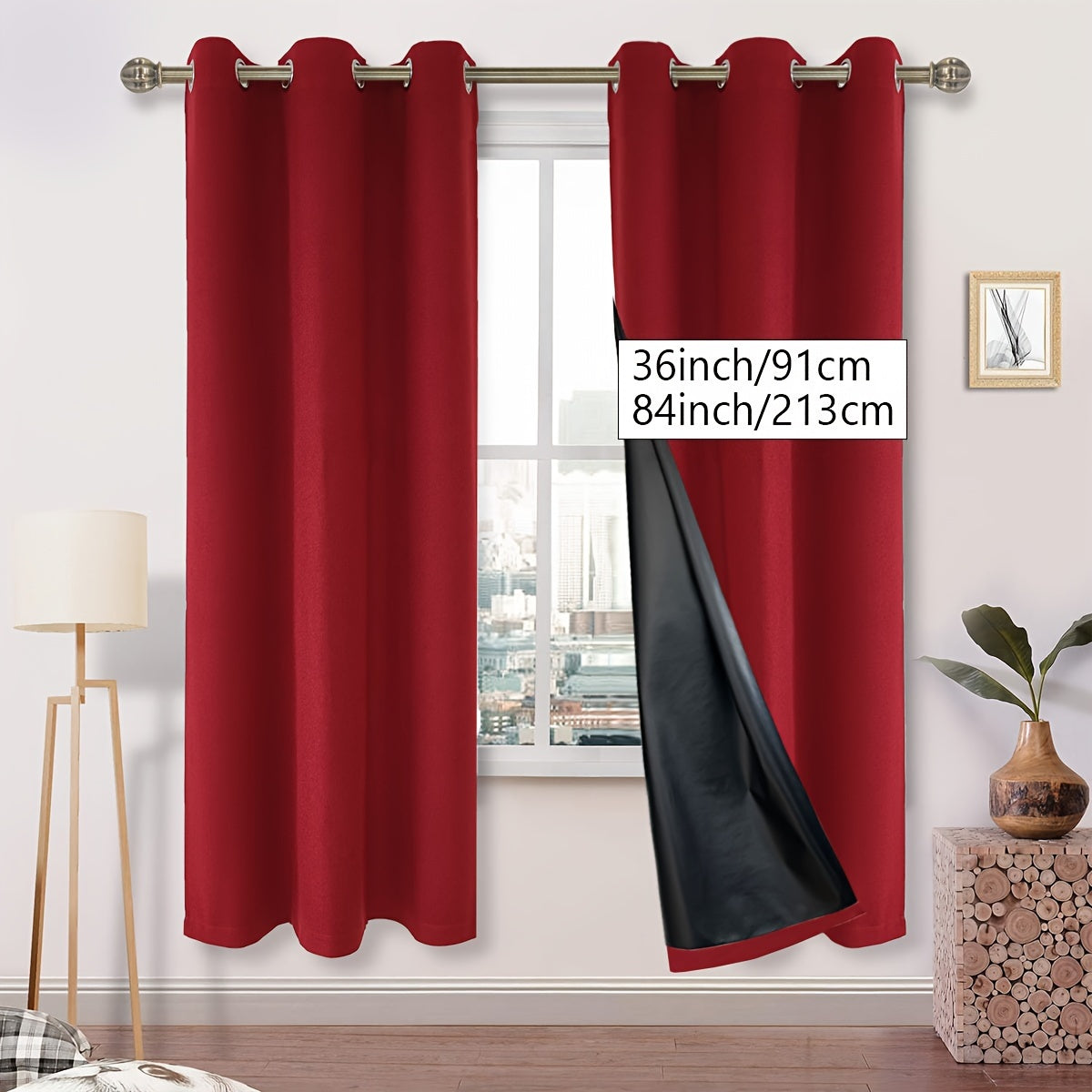 Blackout Faux Linen Imitation Textured Curtains with Grommet Top - Ideal for Bedroom, Living Room, Home Décor