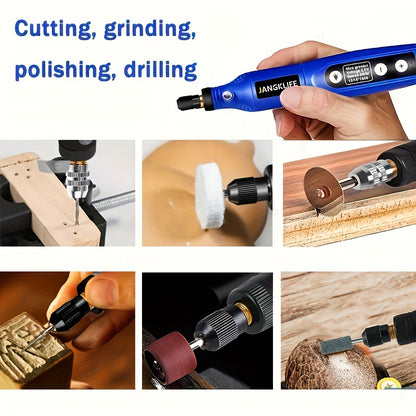 Mini grinding tool set with 5-speed rotary multi-tool for DIY projects.