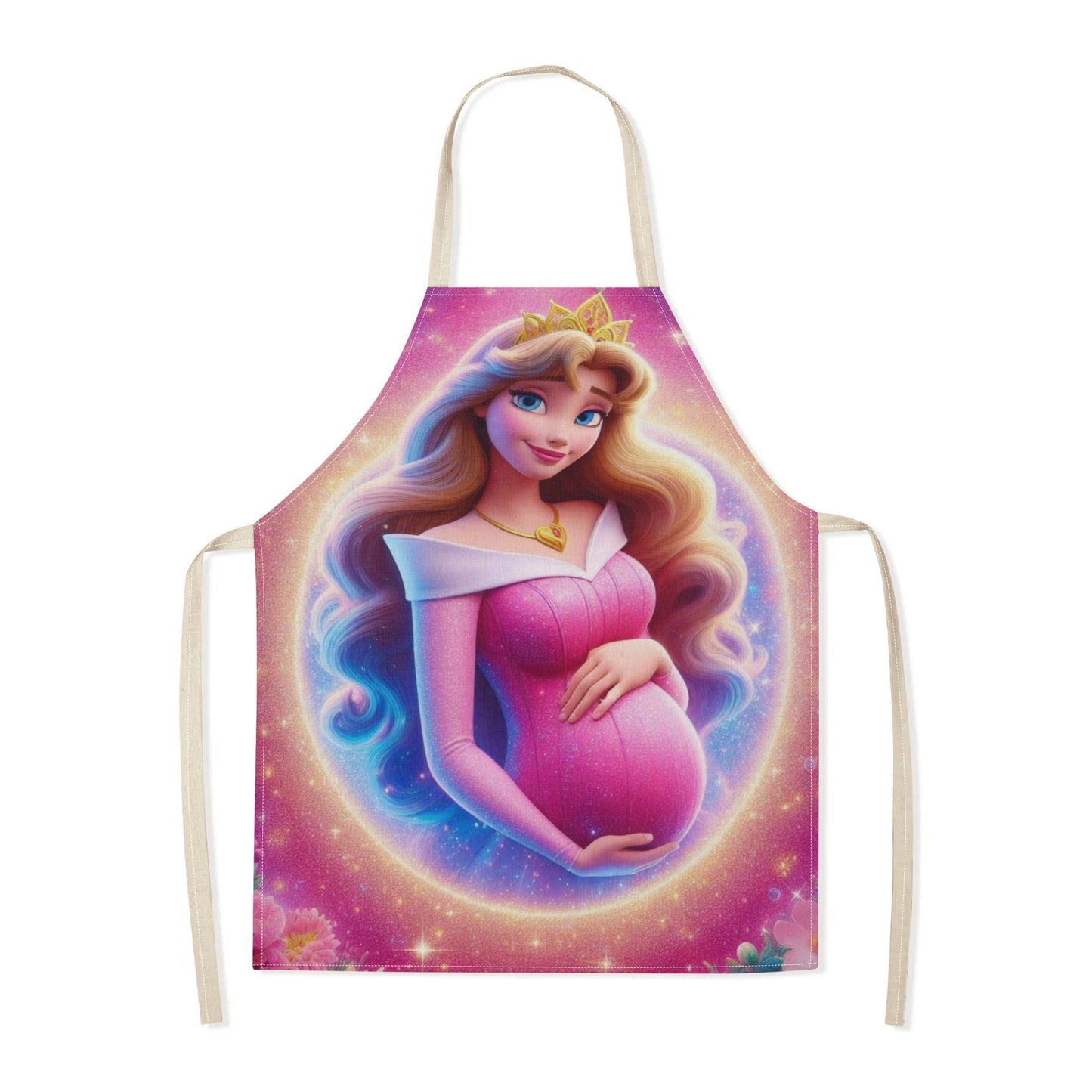 Waterproof apron featuring Elsa from Disney, with a vibrant cartoon princess print. Made of durable polyester, perfect for use at home, in restaurants, cafes, and supermarkets. Ideal for restaurant usage with its waterproof polyester material.