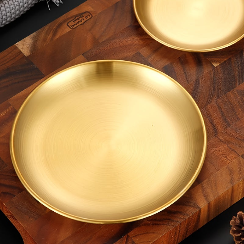 12 pieces of thickened stainless steel plates in Korean style for serving roast meat and snacks, suitable for home, kitchen, and restaurant use.