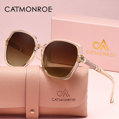 Women's Polarized Square sunglasses with high-quality PC frame, comfortable for outdoor activities and everyday use, comes in a pink gift box.