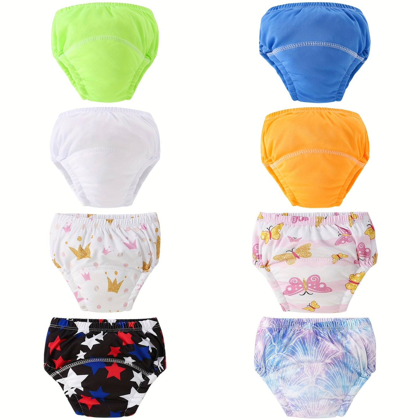 Set of 8 Kids Potty Training Pants - Reusable, Flexible, Adorable Designs | Encourages Independence in Toilet Training