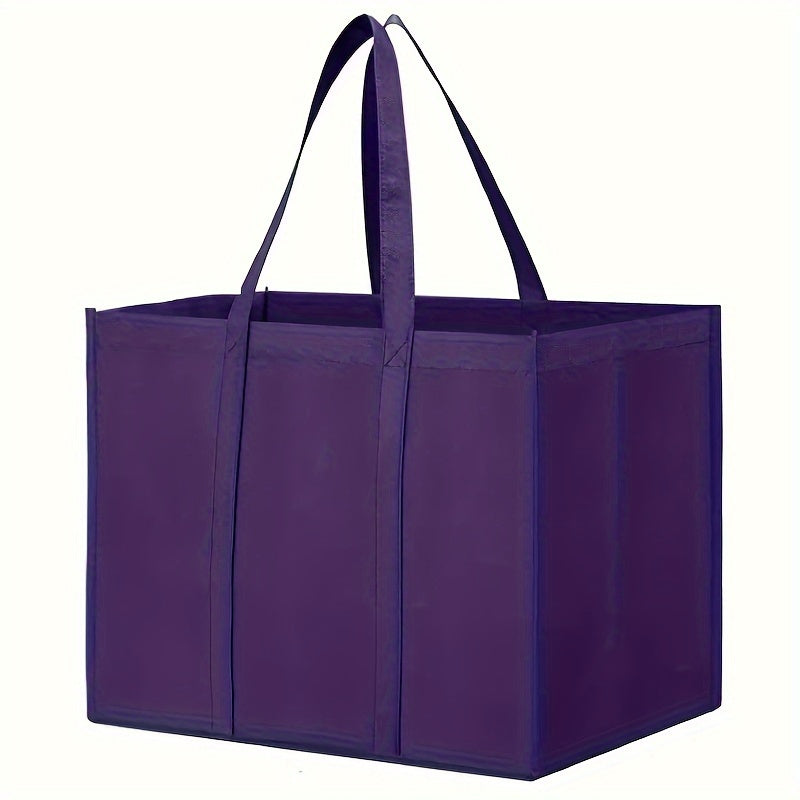 Durable Eco-Friendly Reusable Shopping Bag - Square Tote made of Leak-Proof Polypropylene with Sling, Stands Upright, Folds Easily, Machine Washable, Ideal for Grocery Shopping & Produce, Features Long Handles and Holds Over 45 Pounds.