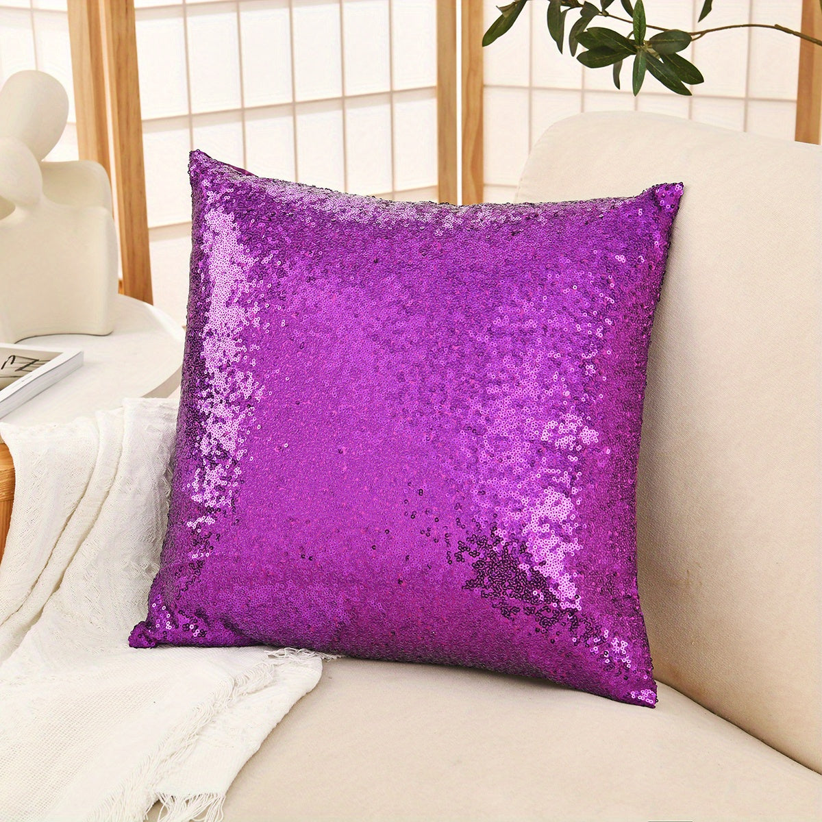 1 sequin throw pillow cover for living room or bedroom, pillow insert not included