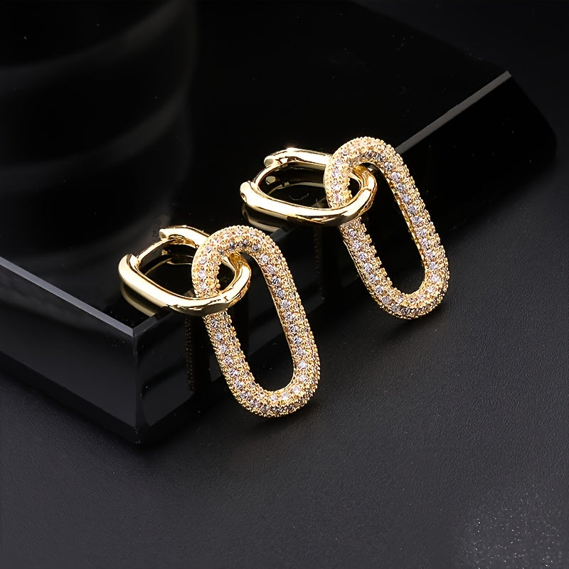 Drop earrings with chain design and rhinestone inlay, perfect for daily outfits and parties, as well as casual dating decor for women.