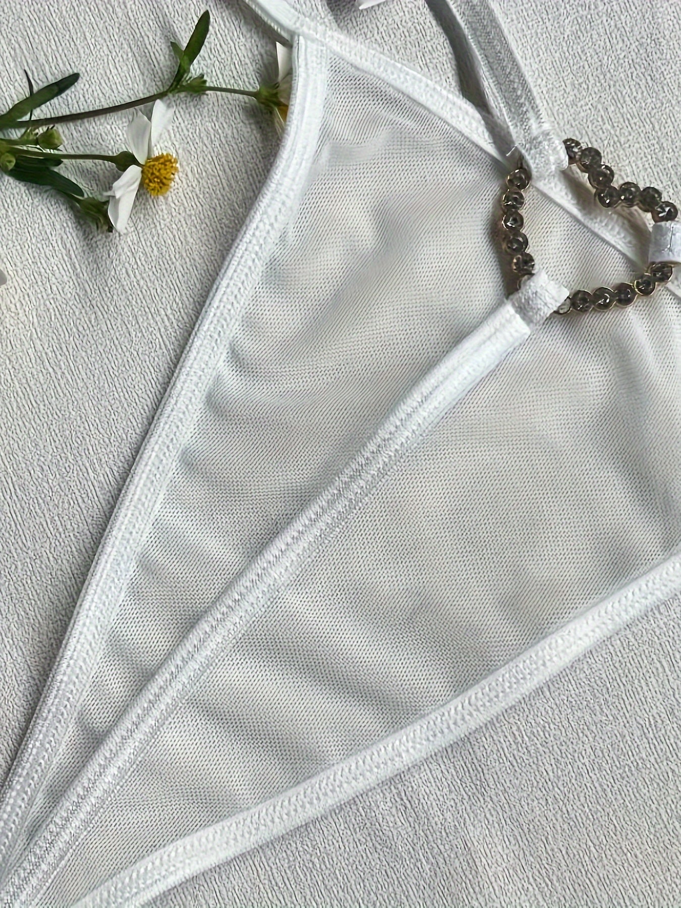 Lovely ring detailing on low waist thongs, women's sexy intimates.