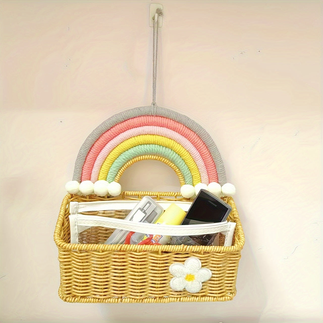 Beautiful Rainbow Bamboo Basket - Ideal for Storing Snacks, Cosmetics, and Keepsakes