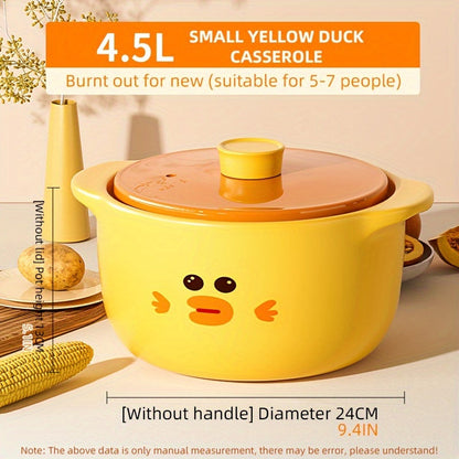 Yellow Duck Stockpot - 6 Litre Capacity, High Temperature Ceramic Pot perfect for Soups, Rice, and Slow Cooking. Versatile Non-Stick Clay Pot for Home Use, suitable for Cooker Tops, Gas Hobs, and Induction Cookware. Ideal for all your kitchen needs.