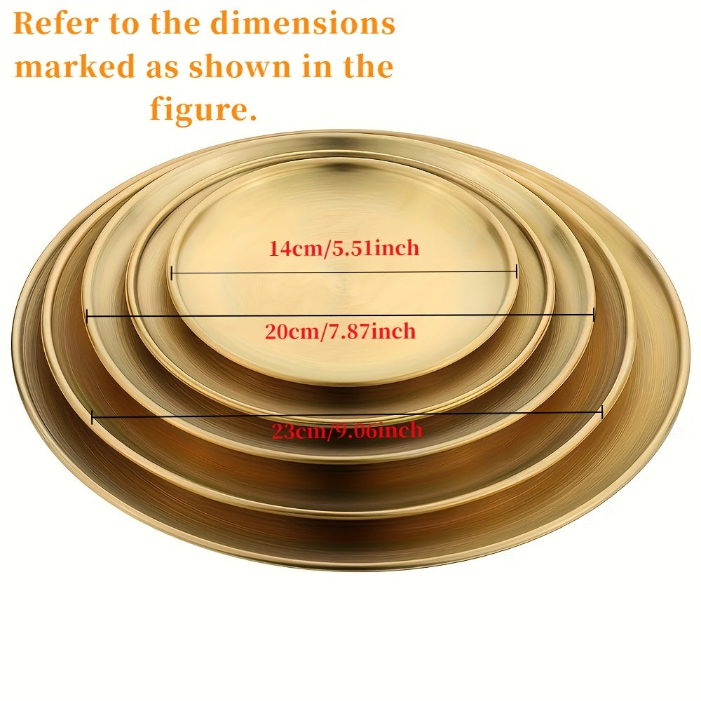 Round stainless steel dessert tray for elegant food presentation at various events. Ideal for weddings, birthdays, holidays.