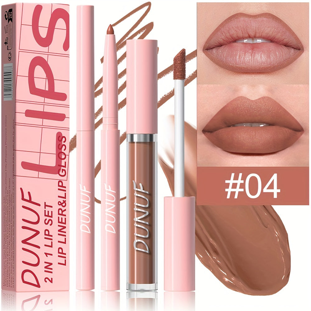 Matte lip gloss lip liner set that is durable, waterproof, sweat-resistant, and easy to color.