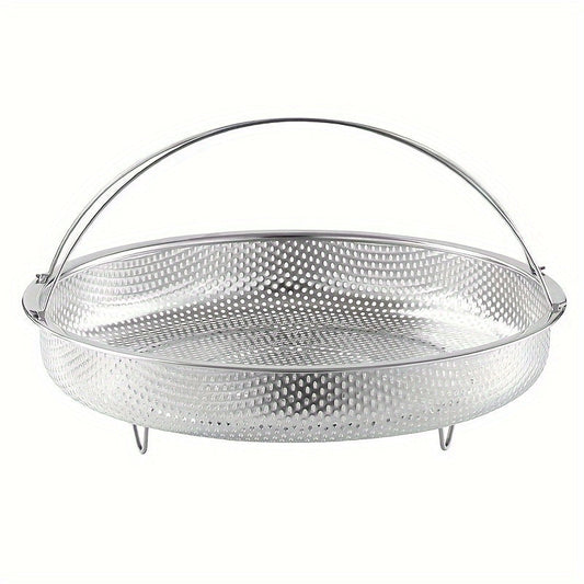 Stainless Steel Multi-Functional Drain Basket with Dense Holes for Washing Vegetables, Steaming, and Separating, Waterproof with Handle.