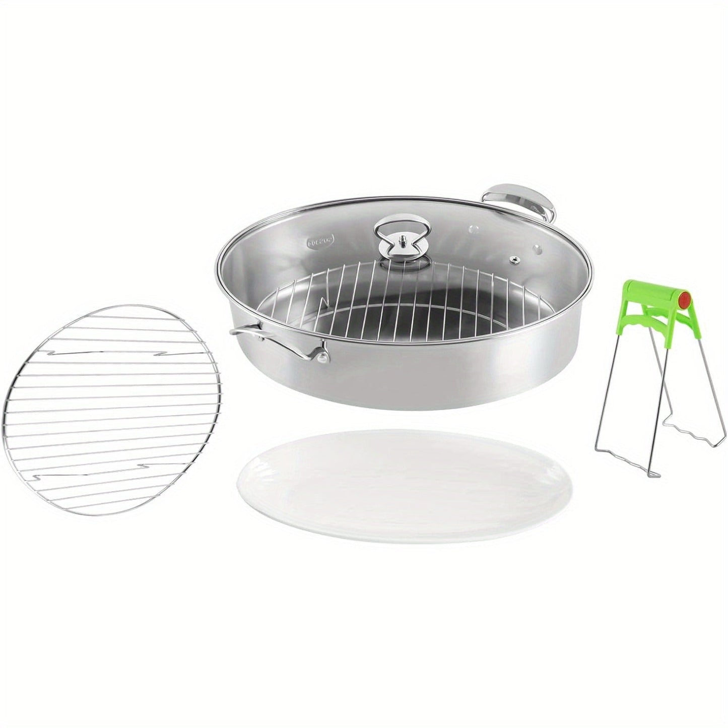 Multifunctional Stainless Steel Fish Steamer & Noodle Pot Set with Rack - Perfect for Cooking, Steaming, and Soup Making.