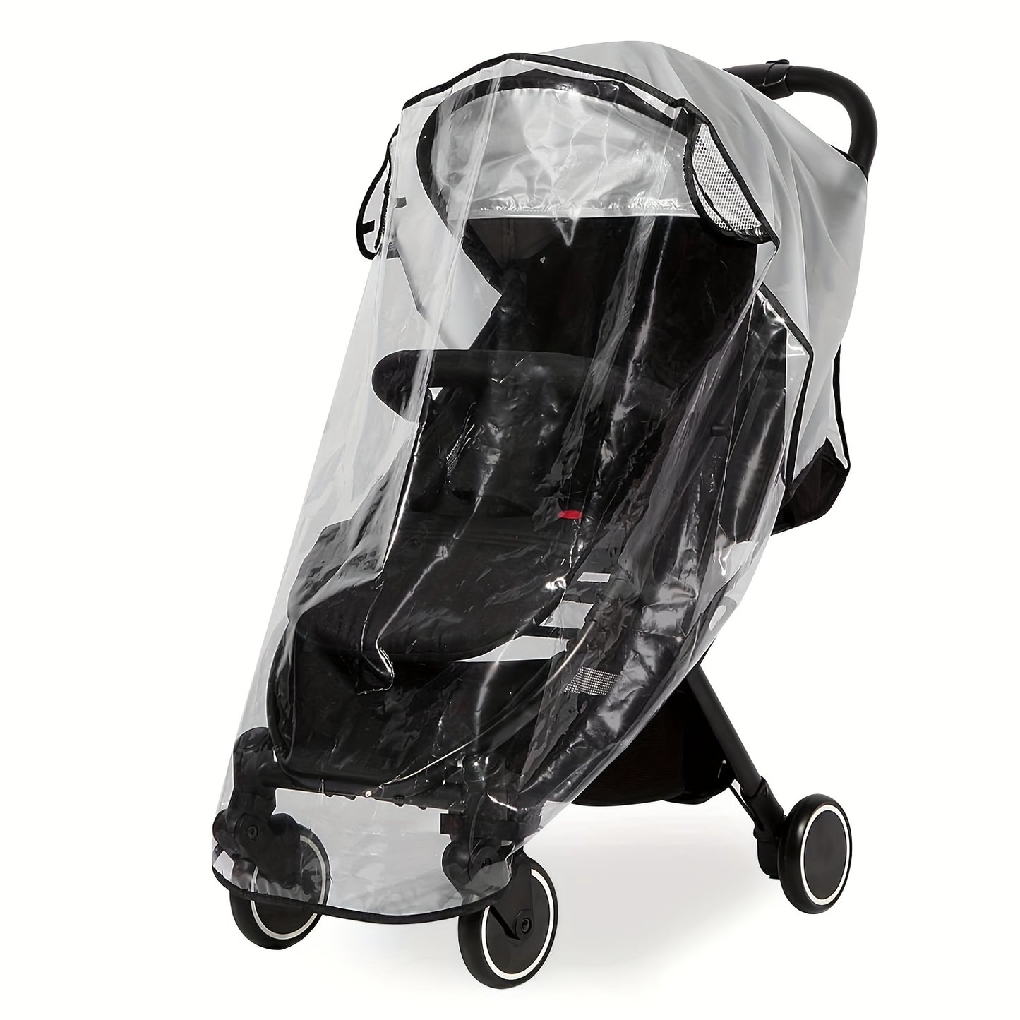 Stroller rain cover for winter protection.