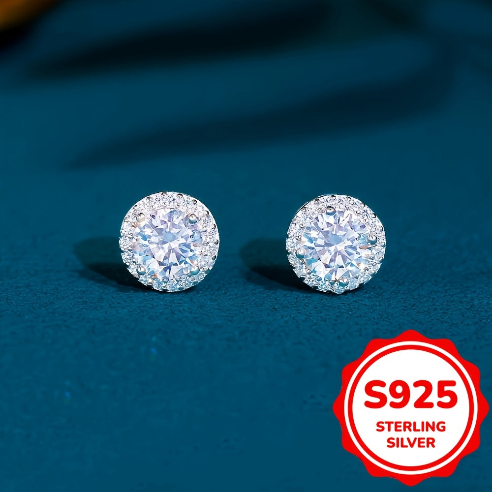 Stunning 925 Sterling Silver Stud Earrings featuring Shimmering 8mm Round Cut Cubic Zirconia - Ideal for Weddings & Special Occasions, Hypoallergenic, Presented in Gift Box, Transparent, Secure Claw Setting