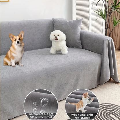 Multi-season, pet-friendly sofa cover with minimalist design protects against scratches, machine washable, ideal for L-shaped and single-seat sofas.