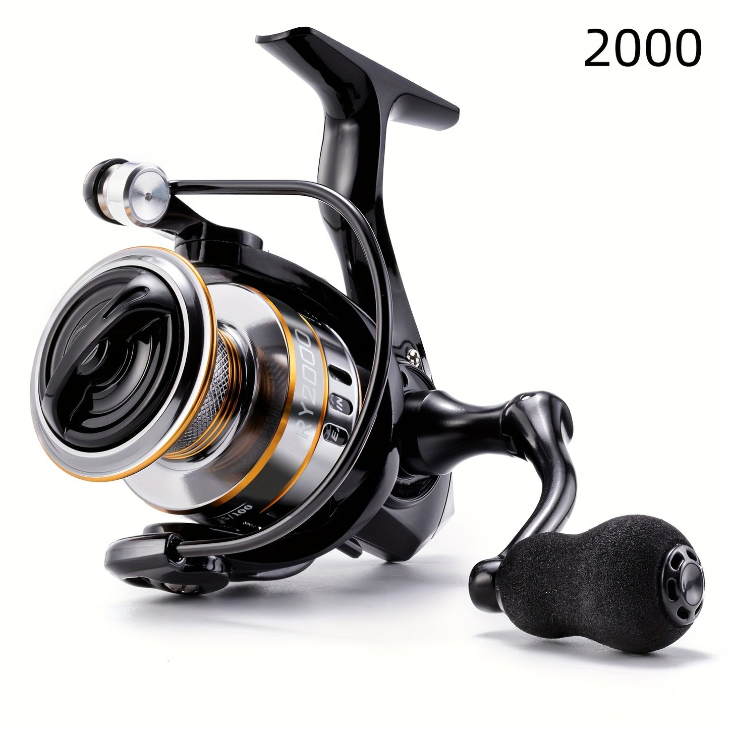 1-piece RY spinning reel with EVA handle grip, ideal for freshwater and seawater fishing.