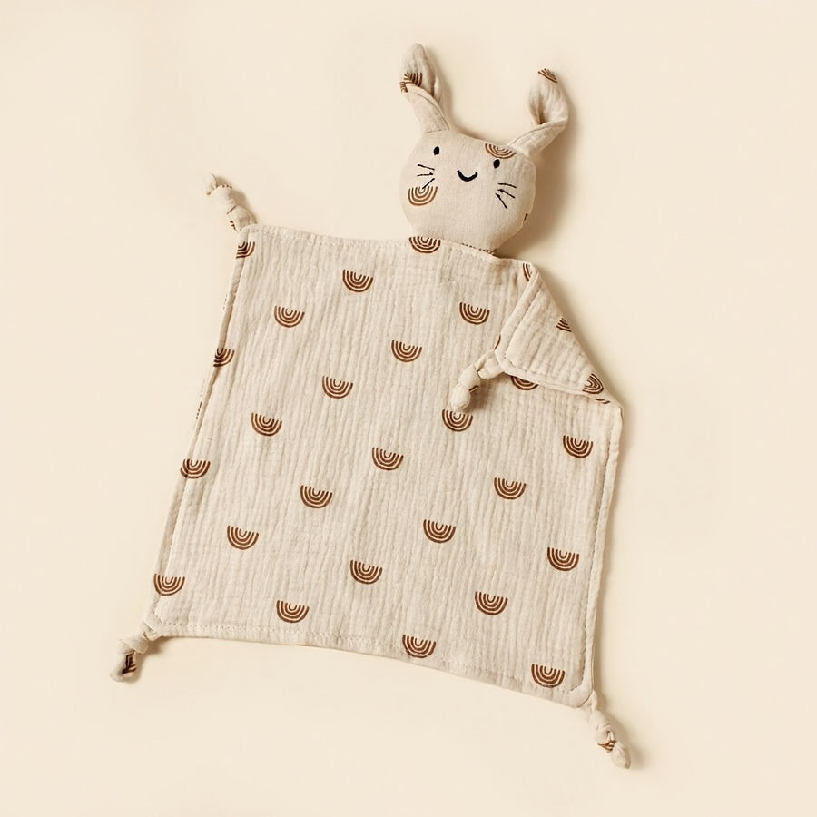 Top Pick from Customers: Cozy and Lightweight Blanket featuring Adorable Rabbit Print and Embroidered Cat Face Detail. Ideal for Cuddling and Nursing, Size: 27.94x27.94 cm