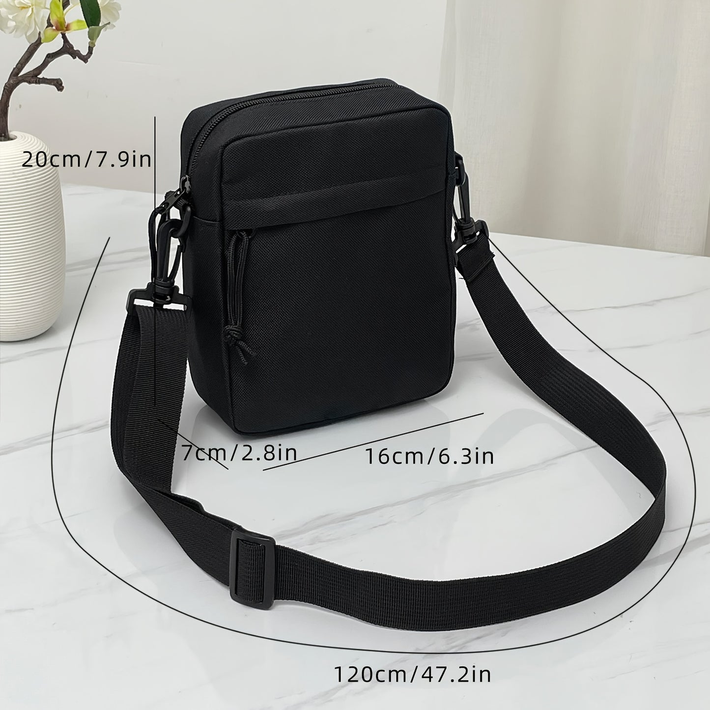 Fashionable and simple men's shoulder bag made of nylon, suitable for casual wear.