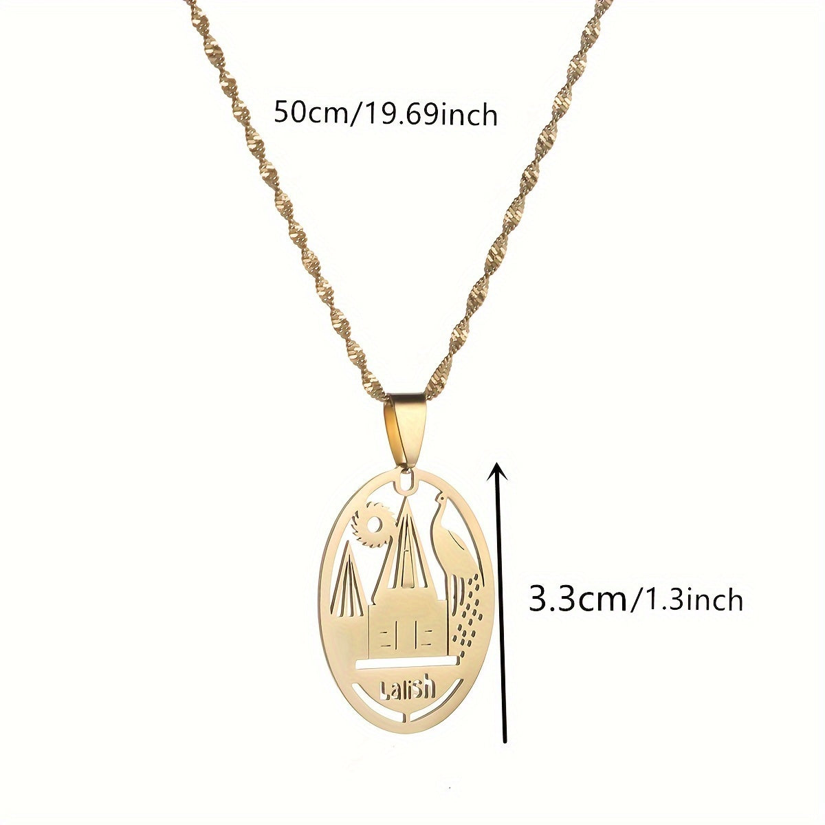 Lalish Temple Pendant Necklace - Stainless Steel, Traditional & Simple Design for Women - Ideal for Everyday Wear & Special Occasions