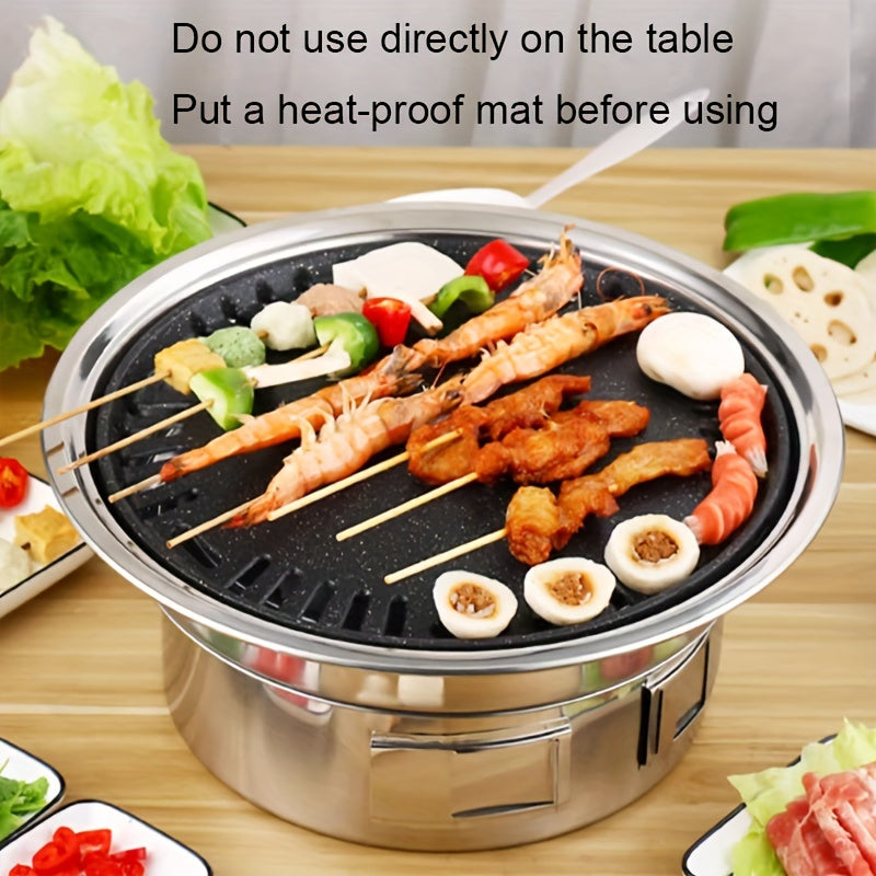 1 set of Korean BBQ grill pan with charcoal grills, smokeless indoor grill.